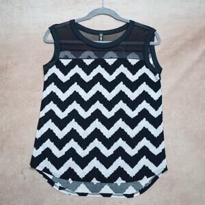 Hot Ginger Chevron Mesh Tank Top Medium Y2K